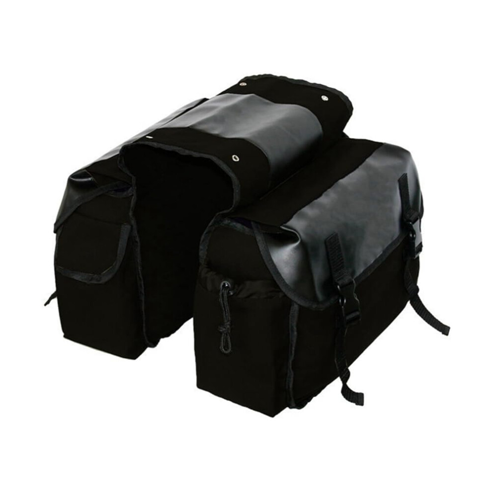 Motorcycle Bike Saddle Bag Large Capacity Waterproof Canvas Tool Bag Side Storage Back Seat Compatible Black 6276012468068