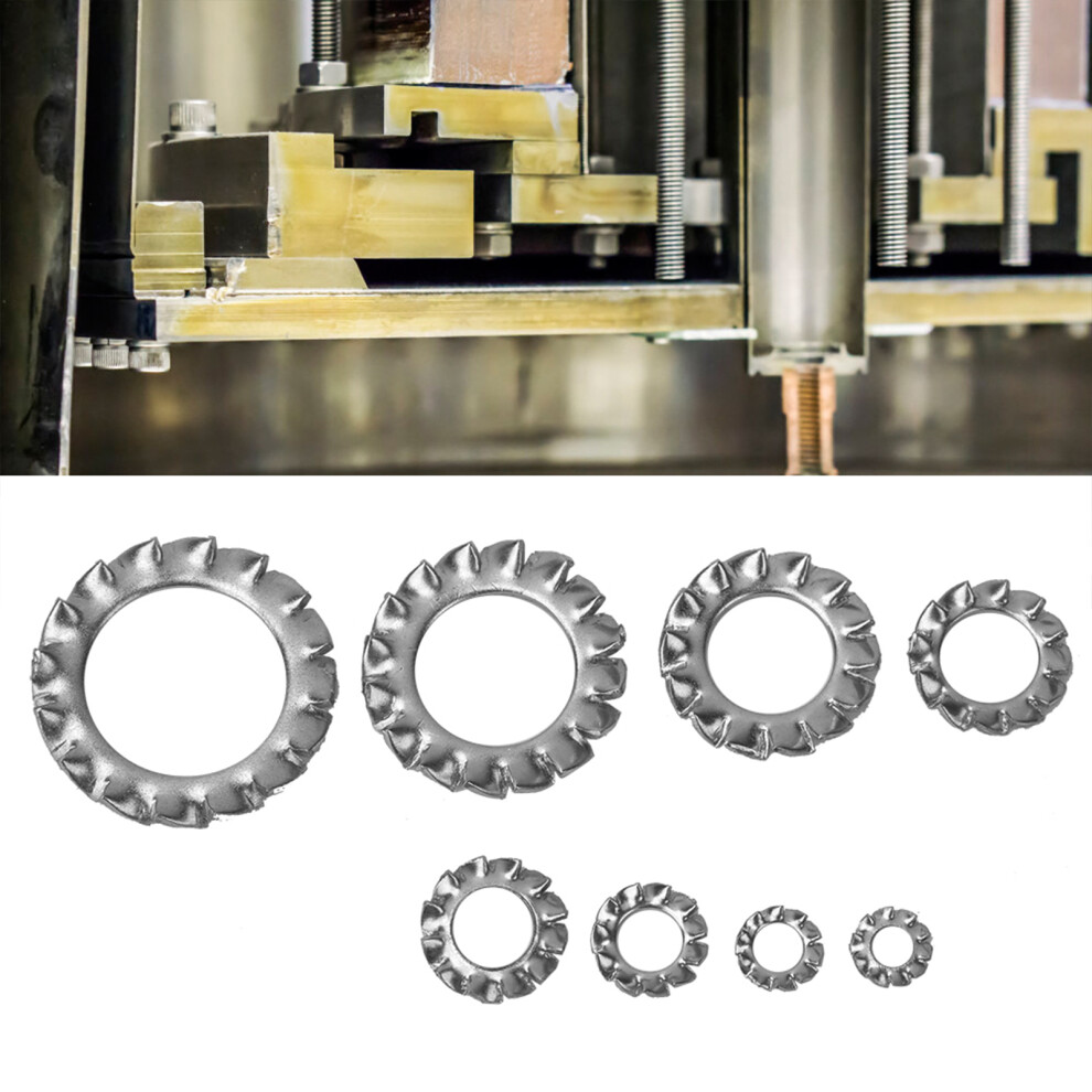 300 Pcs External Serrated Lock Washers 304 Stainless Steel Anti-Loose Gaskets 4621341432020