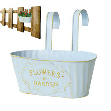 Rail Planter Box, Outdoor Balcony Railing Planter for Garden Home Decoration, Blue Color, Durable Material, Window Box Style