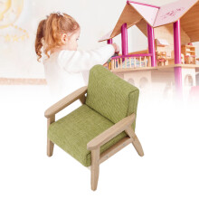 Puppenhaus Sofa 1:12 Puppenhaus Miniatur Japanisches Stil Einzelstoff-Sofastuhl Wohnzimmermöbel Dekoration Grasgrün