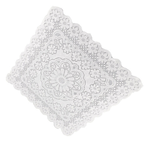 Weiße Spitzentischdecke 60  60 cm, 200 g Lochmuster