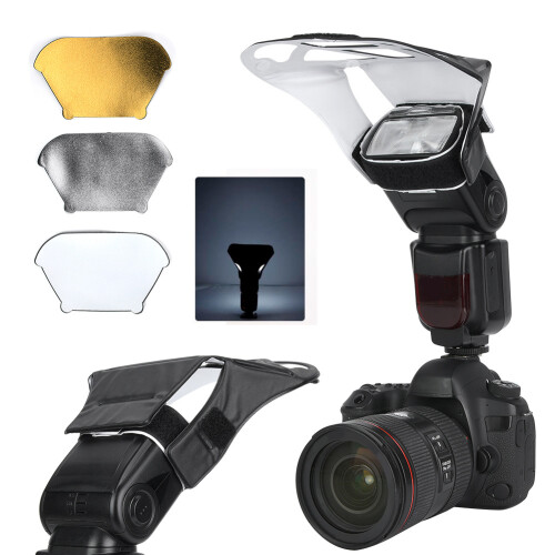 Universal SLR Camera Flash Reflector Board Set Silver White Golden for Top Flash 2