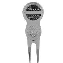 Portable Metal Golf Divot Repair Tool with Ball Marker - Anti-Slip Design