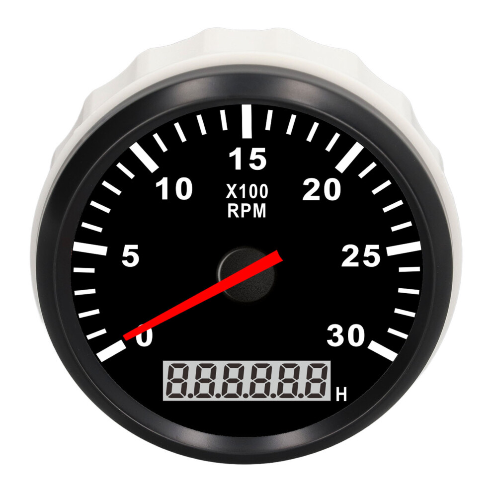 85Mm Waterproof Tachometer Gauge 3000Rpm With Lcd Hourmeter Backlight Red 7891341455344