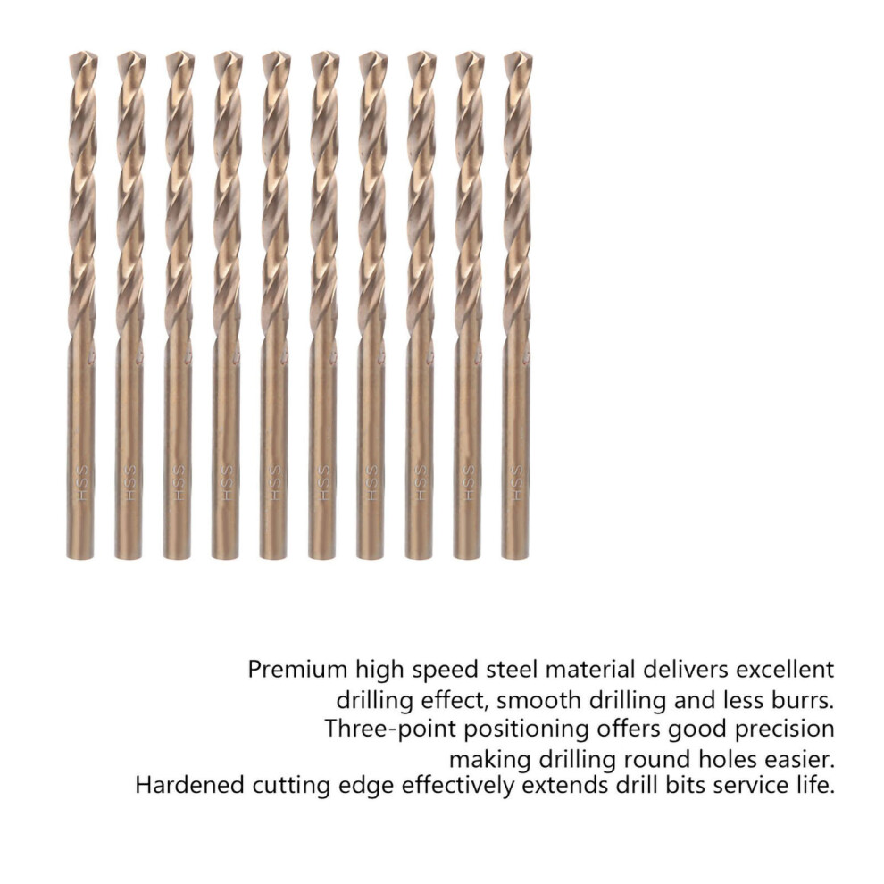 10Pcs Hss Co Straight Shank Twist Drill Bits Set For Stainless Steel 4.0Mm 3721341463145