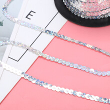 100 Yard Roll of 6mm Laser Silver Resin Sequins for Craft & Sewing Projects