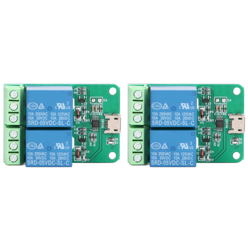 2 Stück Relaismodul 2-Kanal 5V Plug & Play USB PC 1