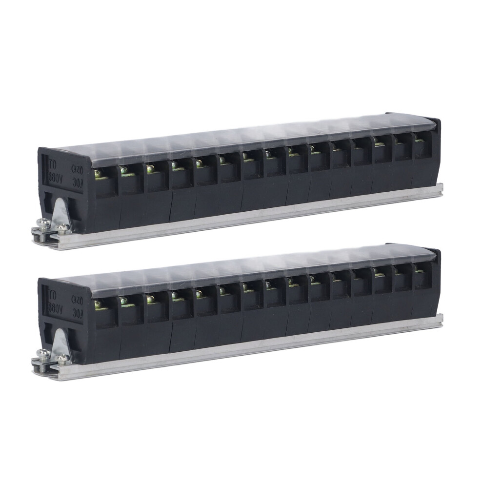 15 Position Terminal Strip 2 Pcs 30A 660V Dual Row Screw Barrier Strip 9421341469348