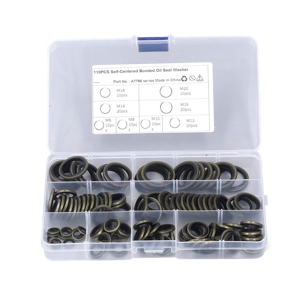 110 Pcs Oil Seal Washer M6 M8 M10 M12 M14 M16 M18