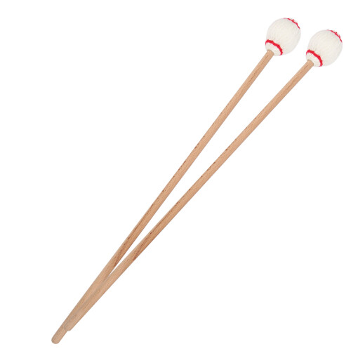 Marimba Mallets with Maple Handles & Wool Balls, 43cm White