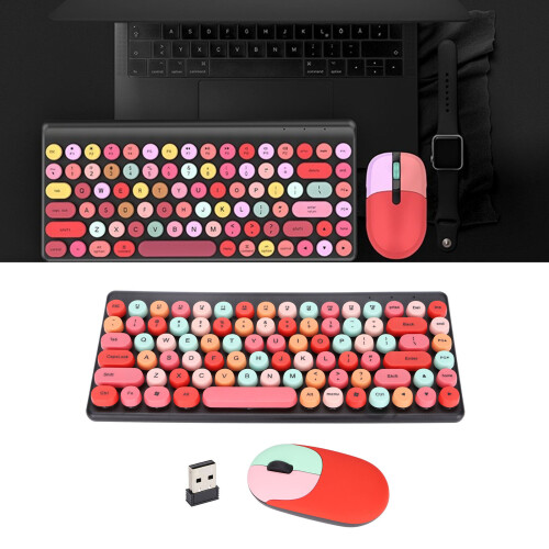 Wireless 86-Key Colorful Keyboard Mouse Combo – Multi-System Compatibility