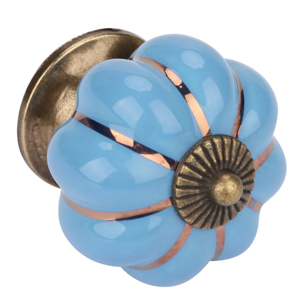 European Style Blue Ceramic Pumpkin Knobs For Room Cabinets And Drawer Pulls 9461341479305