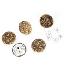 20mm Vintage Bronze Iron Jean Buttons - Pack of 10 Durable Clips