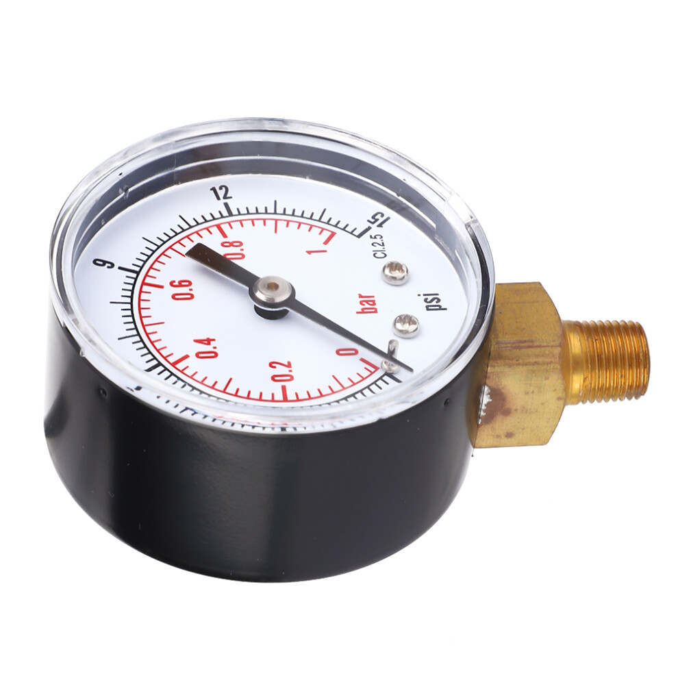 Air Water Oil Gas Pressure Gauge 50Mm Dial 0-15 Psi / 0-1 Bar 1/8 Bspt Bottom 8491341482402
