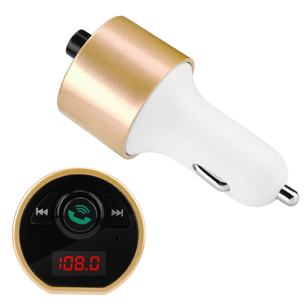 Car Bluetooth Fm Transmitter With Dual Usb Charger & Mp3 Player Gold 3271341484829