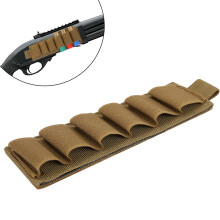 Multi-functional Tactical Shotgun Shell Pouch Khaki 6 Bullets Outdoor Ammo Holder
