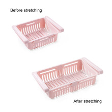 Pink Retractable Fridge Drawer Organizer 20.5x16.4x7.6cm