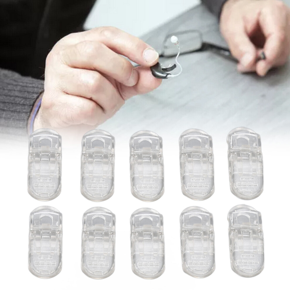 20pcs Transparent ABS Hearing Aid Lanyard Clips for Neck Ropes & Phone Holders