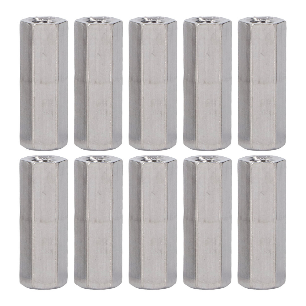 10 Pcs Hex Coupling Nut M6x1 L30mm 304 Stainless