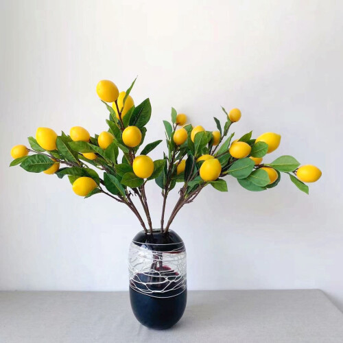 Artificial Lemon Branch 65cm Green Leaves for Home Decor 2