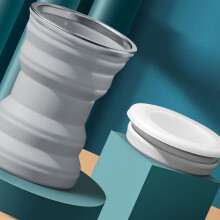 Taza plegable de silicona Mini 320 ml Gris Vía Láctea