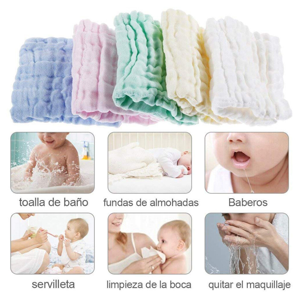 10PCS Baby Muslin Wipes Soft Cotton Towels 30 x 30cm Reusable