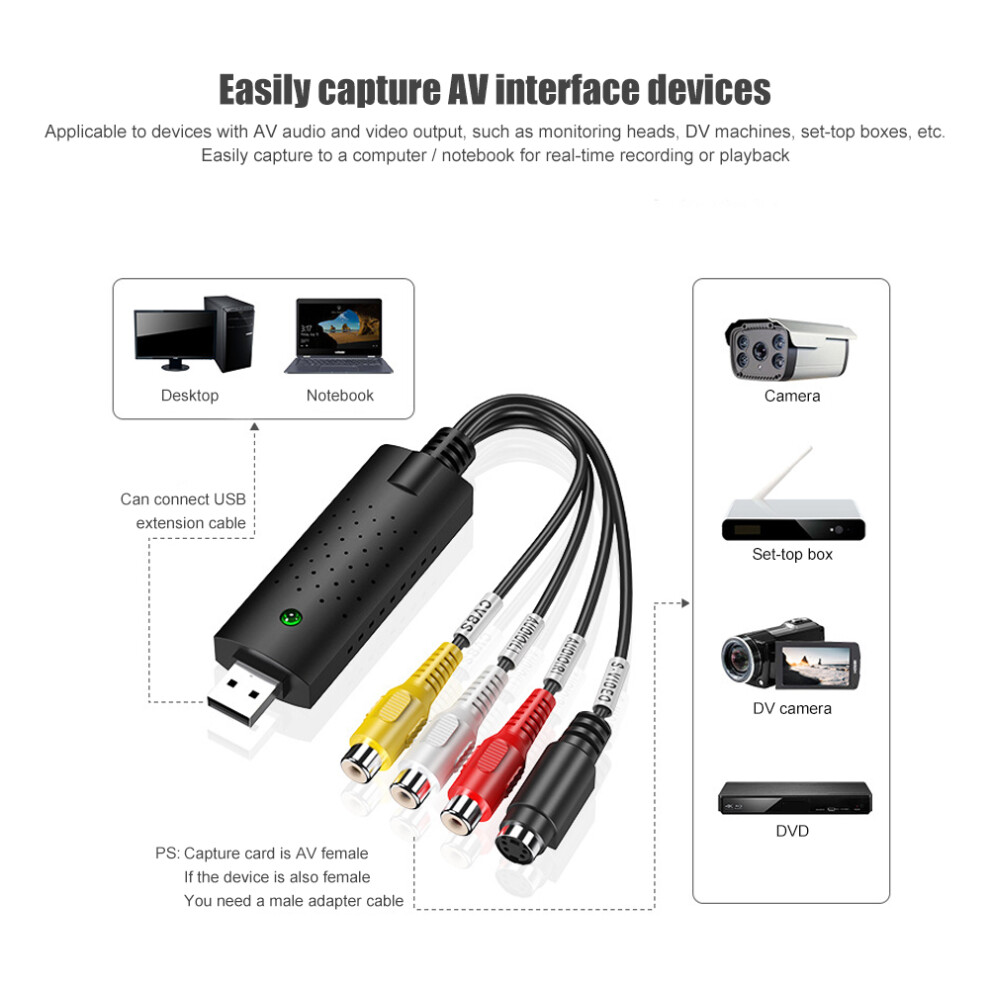 Usb 2.0 Video Capture Adapter With Audio, Ntsc/Pal Support 4651341496128