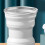 320ML Silicone Folding Cup with Lid, Portable Space Saver, Jade White 3