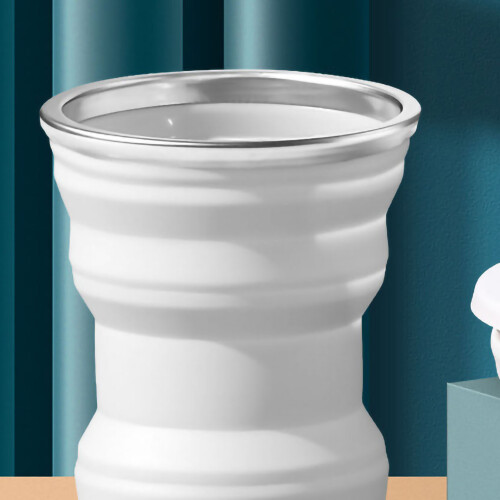320ML Silicone Folding Cup with Lid, Portable Space Saver, Jade White 2