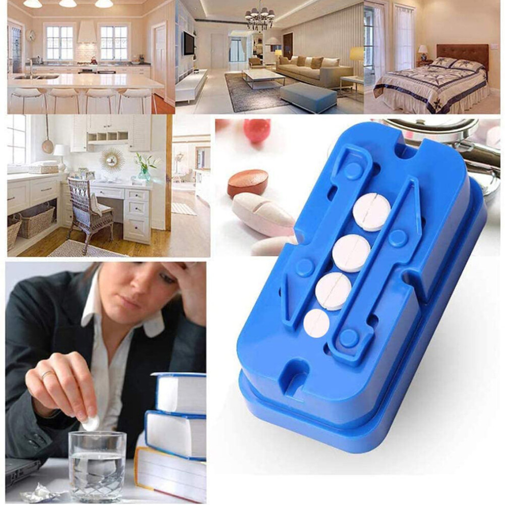 Blue Pill Cutter & Dispenser Separator Small Pills 57X50x100mm