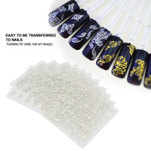 Exquisite Silver Series 3D Nail Art Stickers 12 Sheets DIY Set