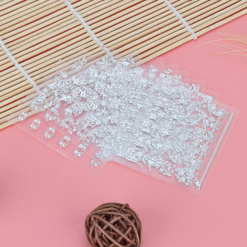 Exquisite Silver Series 3D Nail Art Stickers 12 Sheets DIY Set 2