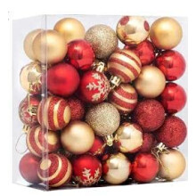 Christmas Baubles Set of 32, 4cm-6cm Red and Gold Plastic Tree Decorations for Christmas, Parties, Weddings