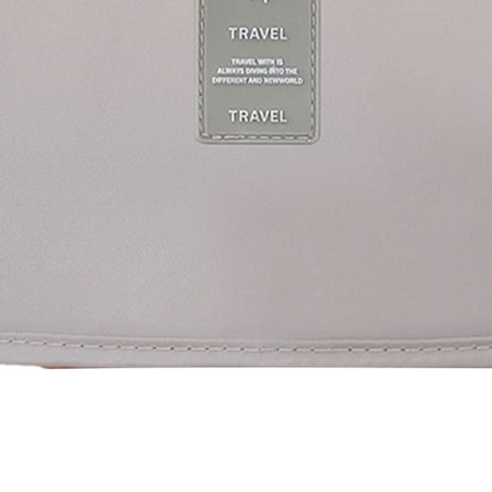 Small Beige Portable Makeup Bag, 24x9.5x18.5cm, High Capacity Toiletry Storage