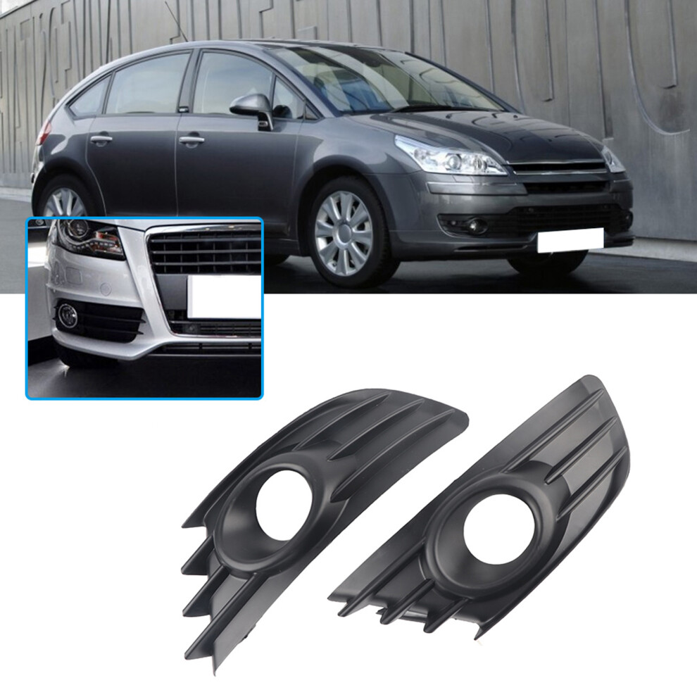 Abs Front Bumper Fog Grille Fit For Citroen C4 2004-2008 Black/Light 4091341502076