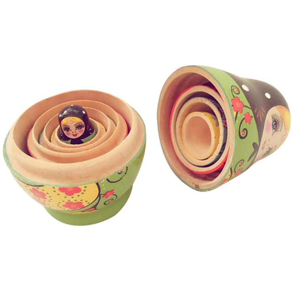 5PCS Russian Nesting Dolls Traditional Wooden Handmade Painted Toy Doll Gift Toy