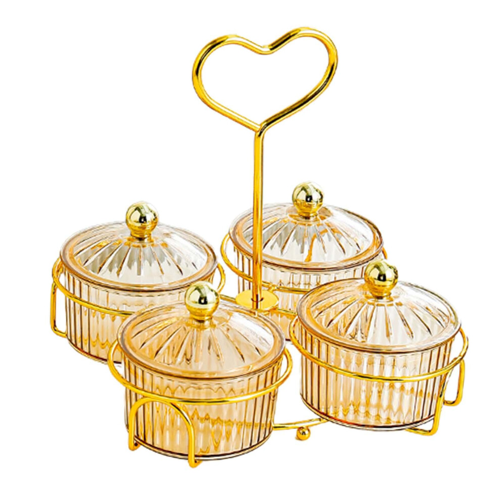 (Brown, 4 Bowls) Divided Serving Container with Lid and Handle for Wedding Appetizer-image-OPC-PJMPM9M-NEW