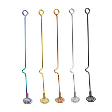 Practical Household Stirrer Set of 5 Cocktail Stirrers 304 Stainless Steel Champagne Whisk Assorted Colors for Drinks and Honey