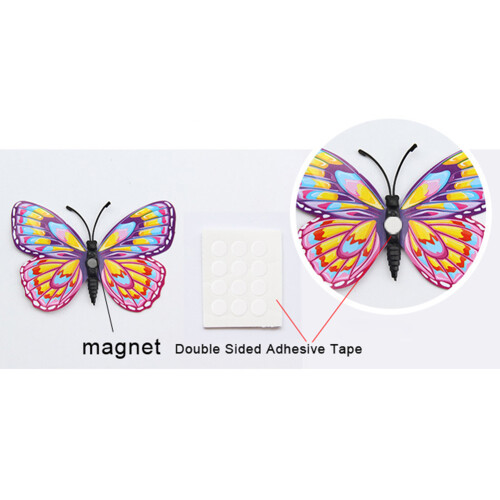3D Butterfly Wall Sticker Double Layer PVC Decals with Magnets for Home ...