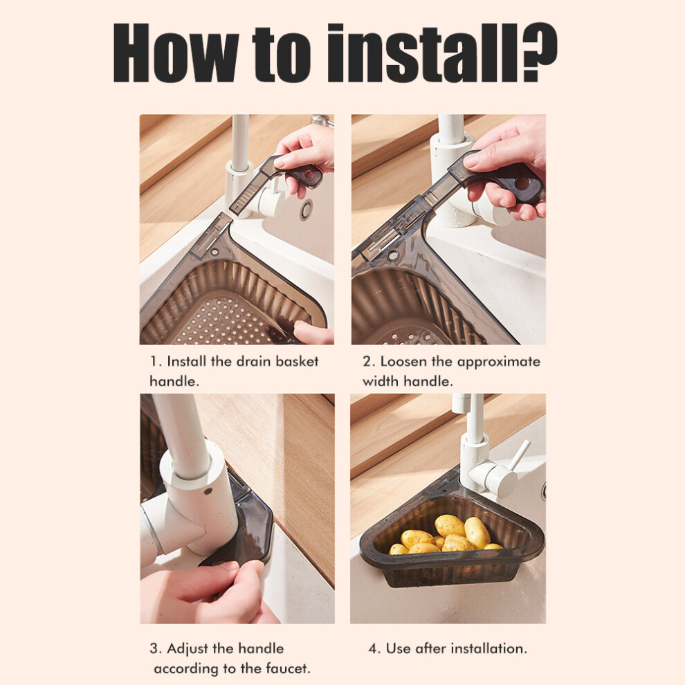 Triangular Corner Kitchen Sink Strainer Basket Punch-Free Retractable Handle 6911341513187
