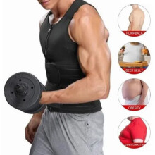 Men's Black XL Double Layer Sauna Waist Trainer Gym Fitness Vest