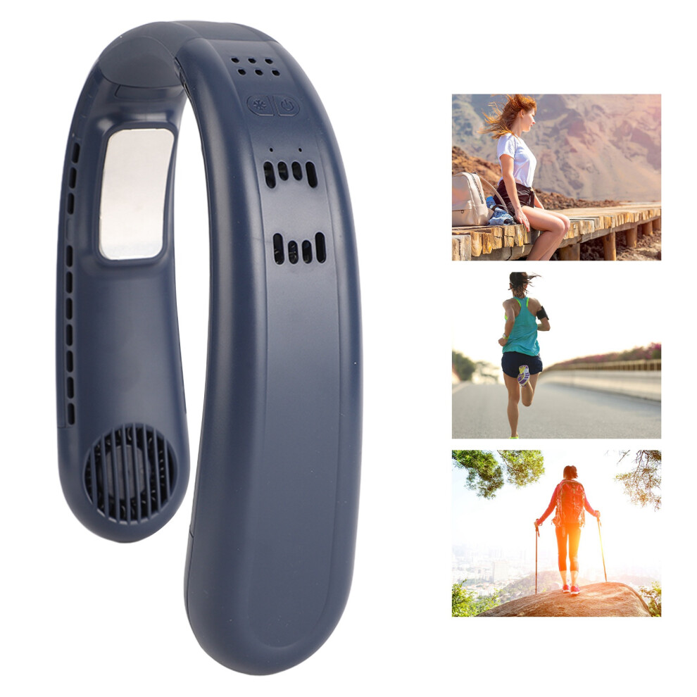 Portable Hanging Neck Fan 4000mAh, 3 Speed, USB Rechargeable, Blue-image-OPC-PJMPQMZ-NEW