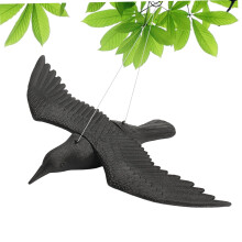 Garden Bird Ornaments Outdoor Flying Falcon Realistic Crow Statue with Hanging Threads for Garden Decoration 12 Inch