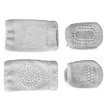 Baby Knee Pad Socks Set, Light Gray, 0-1 Years Old