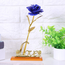 Valentine's Day Blue 24K Gold Foil Rose Artificial Flower Romantic Gift