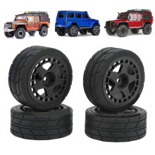 4 Stück 1/10 RC Radreifen mit Naben-Finnen, Kunststoff- und Gummi-Reifen, für Auto-Upgrade-Teile, Schwarz