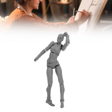 PVC Figure Model with Movable Joints Gray Female for Drawing & Collecting