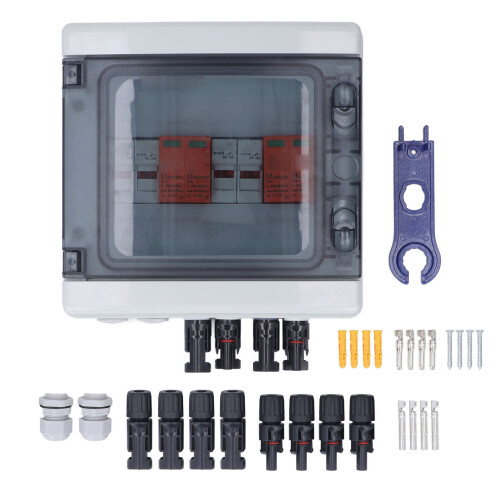 IP65 Solar Combiner Box 4 String, IP65, 40KA Surge, 15A Fuse 2