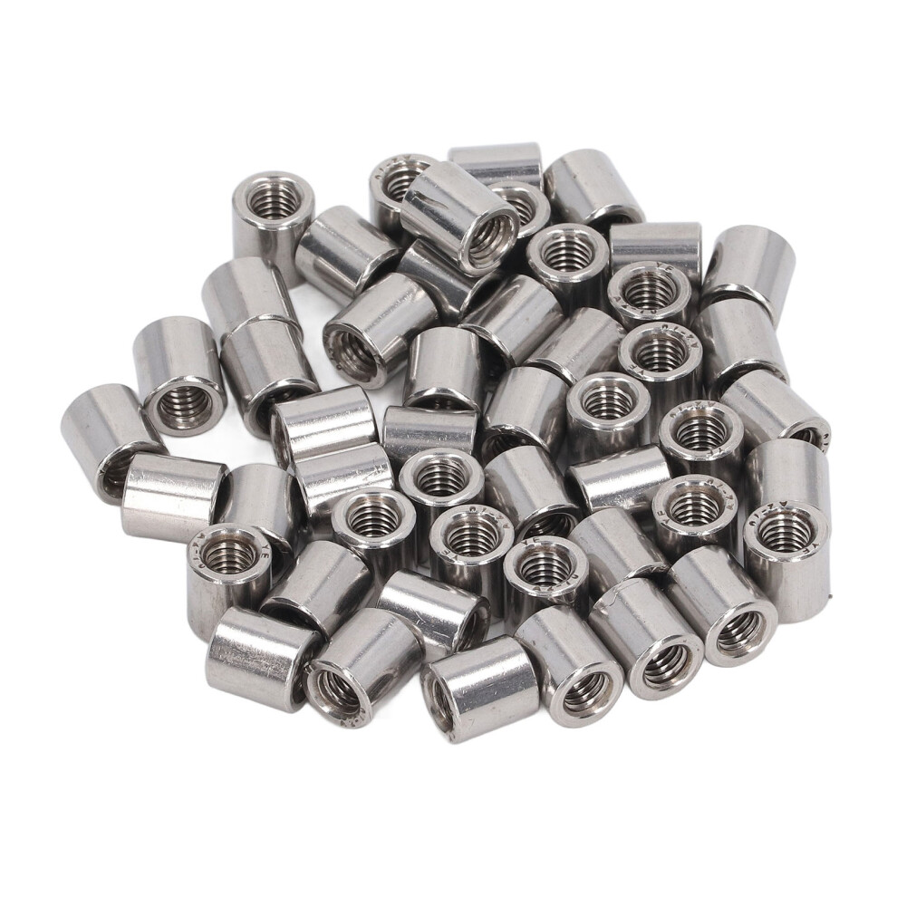 50Pcs Coupling Nut Round Rod Connector 304