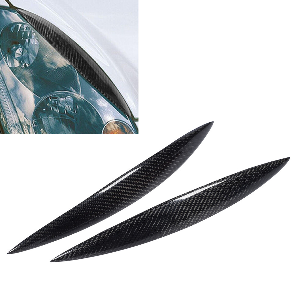 2Pcs Glossy Carbon Fiber Headlight Eyebrows For Infiniti G35 V35 2003-2007 8451341539179
